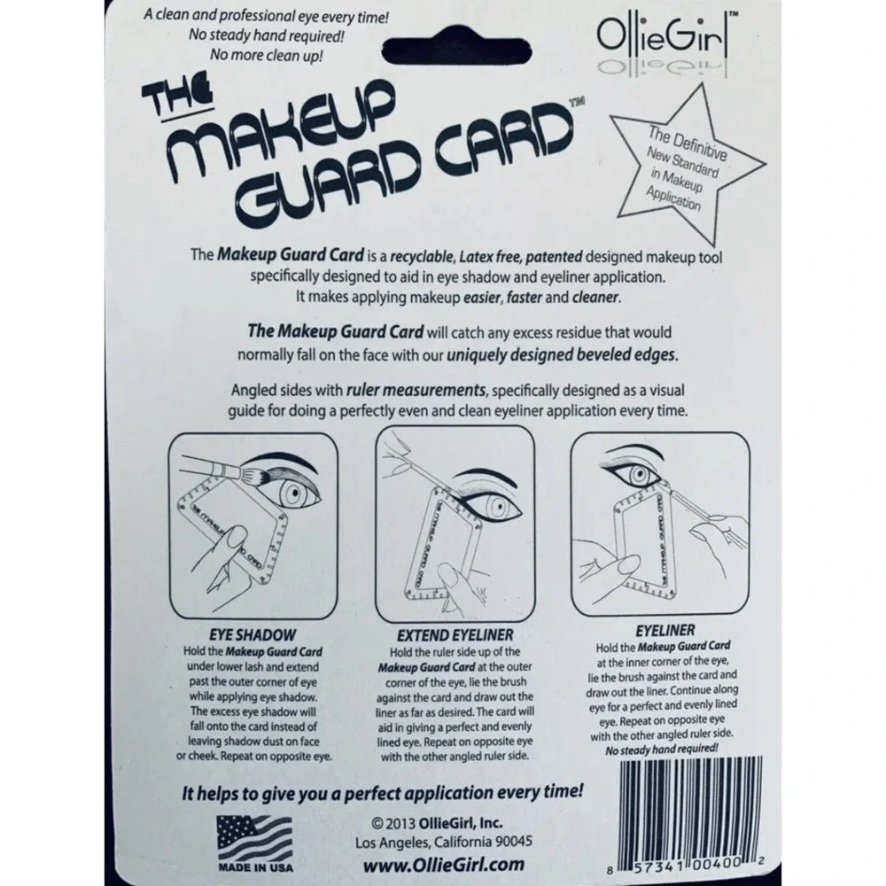 Ollie Girl The Makeup Guard Card for Eyeliner & Eye Shadow Application 2pc.New‎